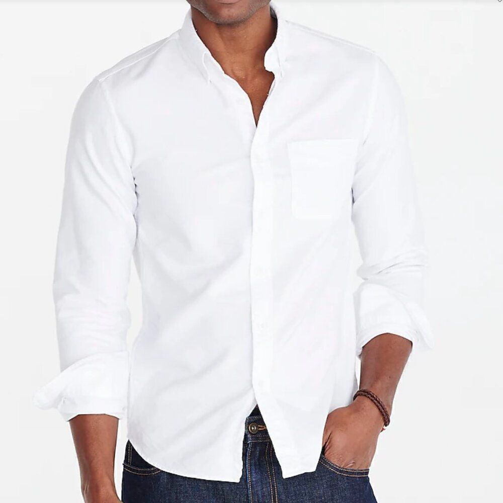 J. Crew Factory h4726 white Slim flex oxford shirt - men NWT